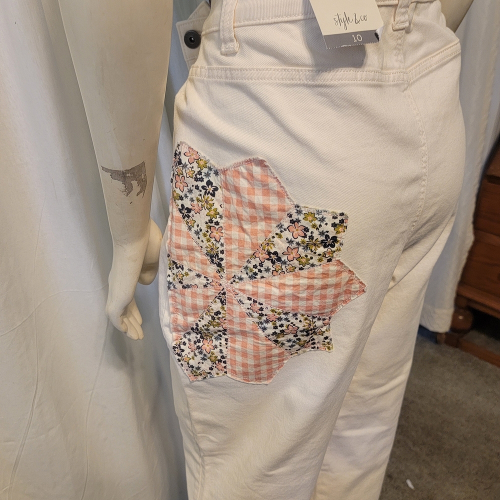 Style & Co Quilted Patchwork Boho Straight Mom Pa… - image 3